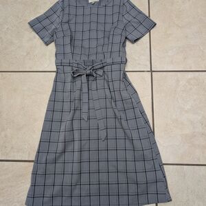 Polagram Charcoal Checkered Midi Dress